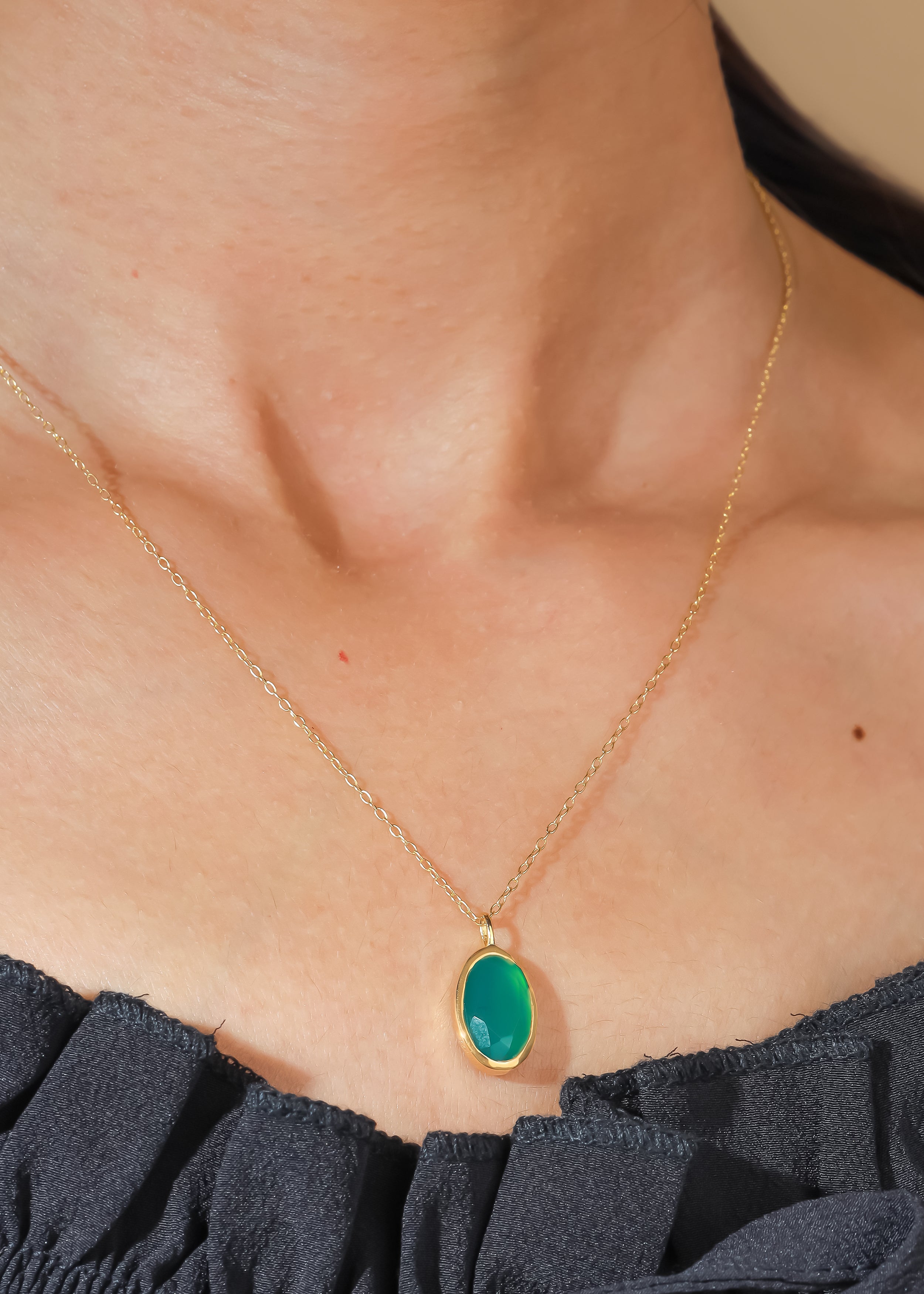 Heart of Harmony – Green Onyx Necklace for Love, Peace Emotional Balance