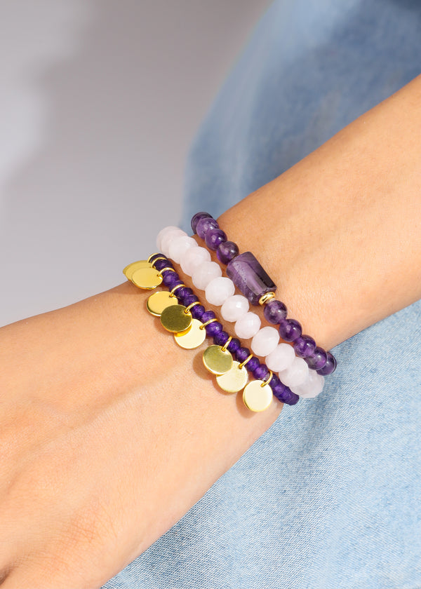 Clarity & Calm - Quartz & Amethyst Stack Bracelets