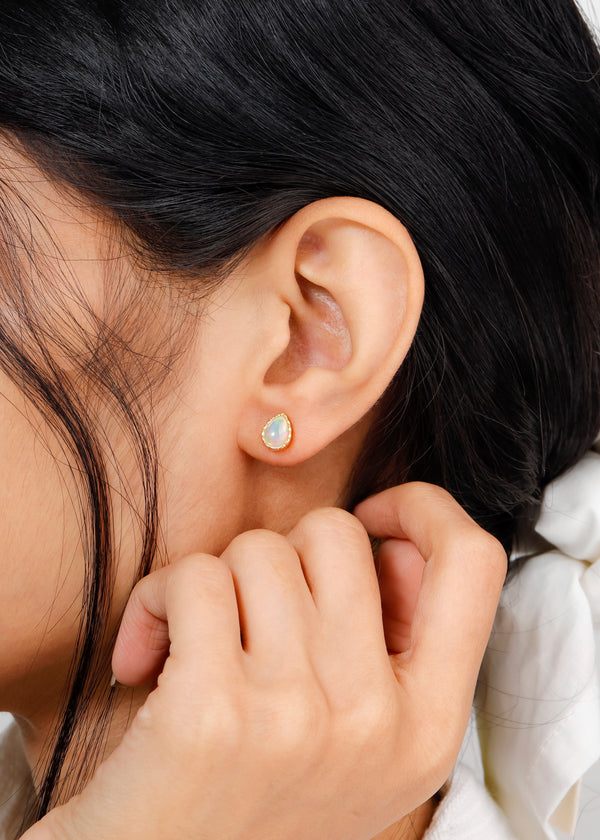 Light of the Soul – Ethiopian Opal Pear Studs